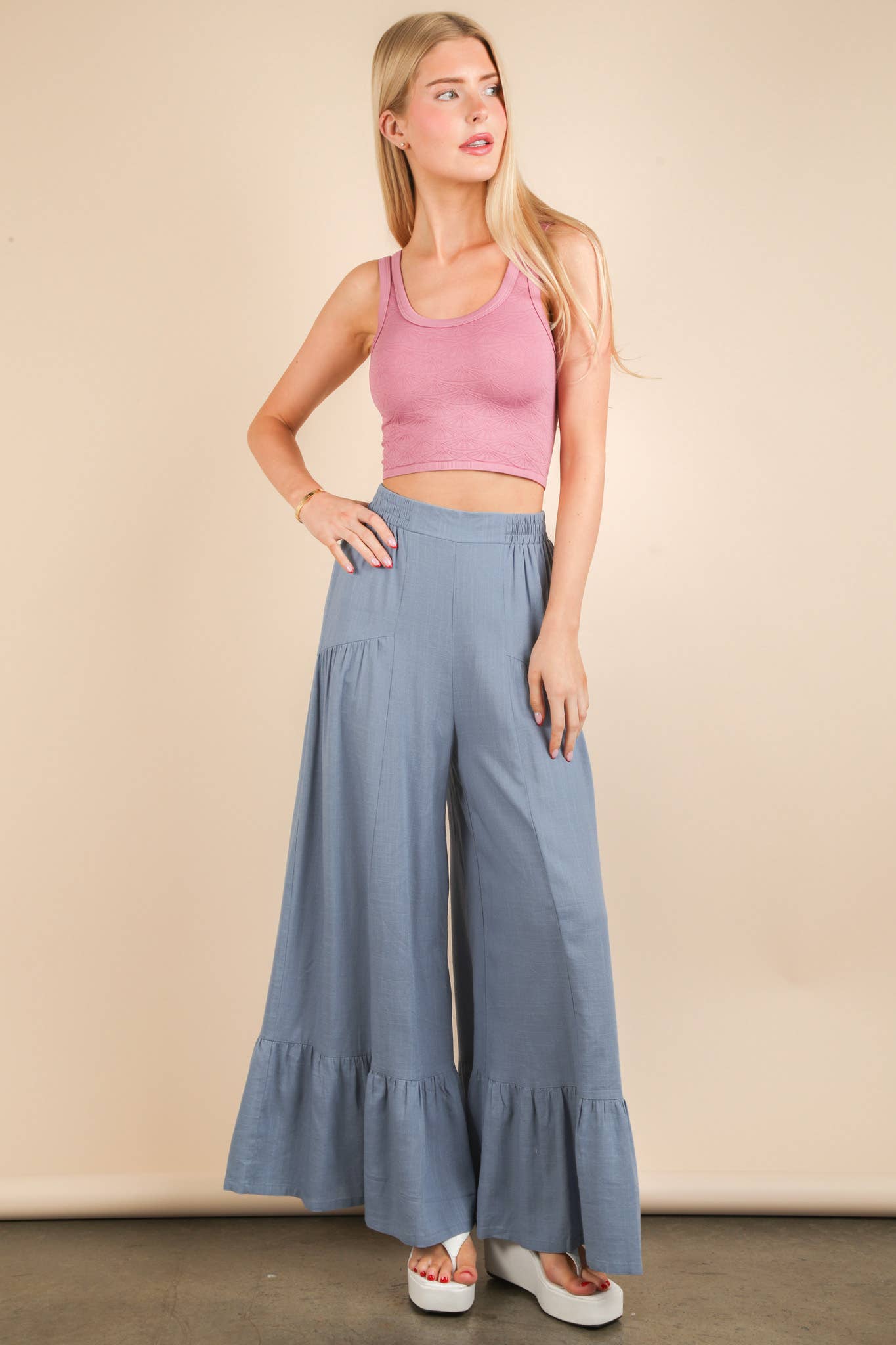 Pam Palazzo Elastic Waist Comfy Pants