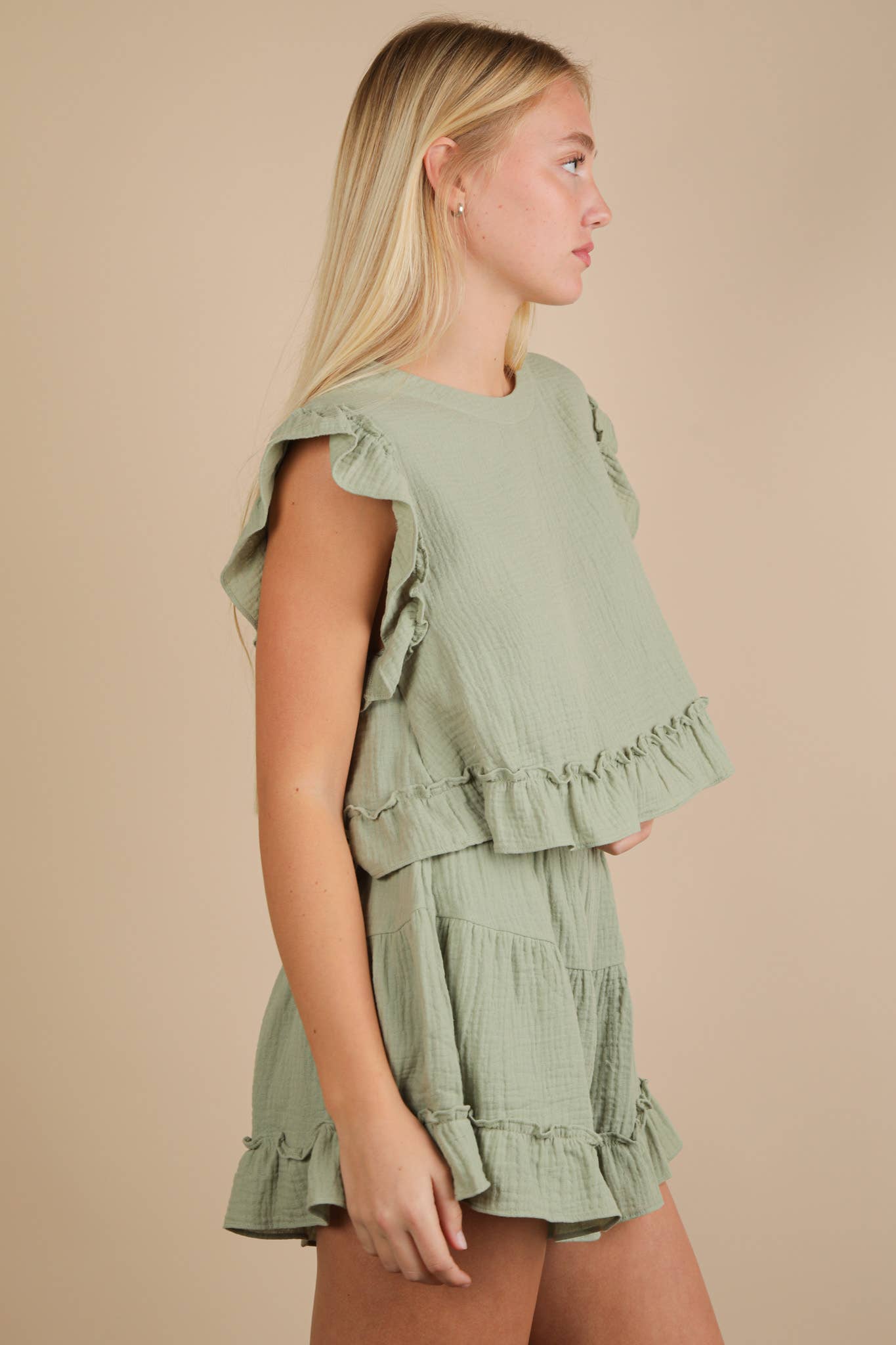Ruffled Top & Shorts Set