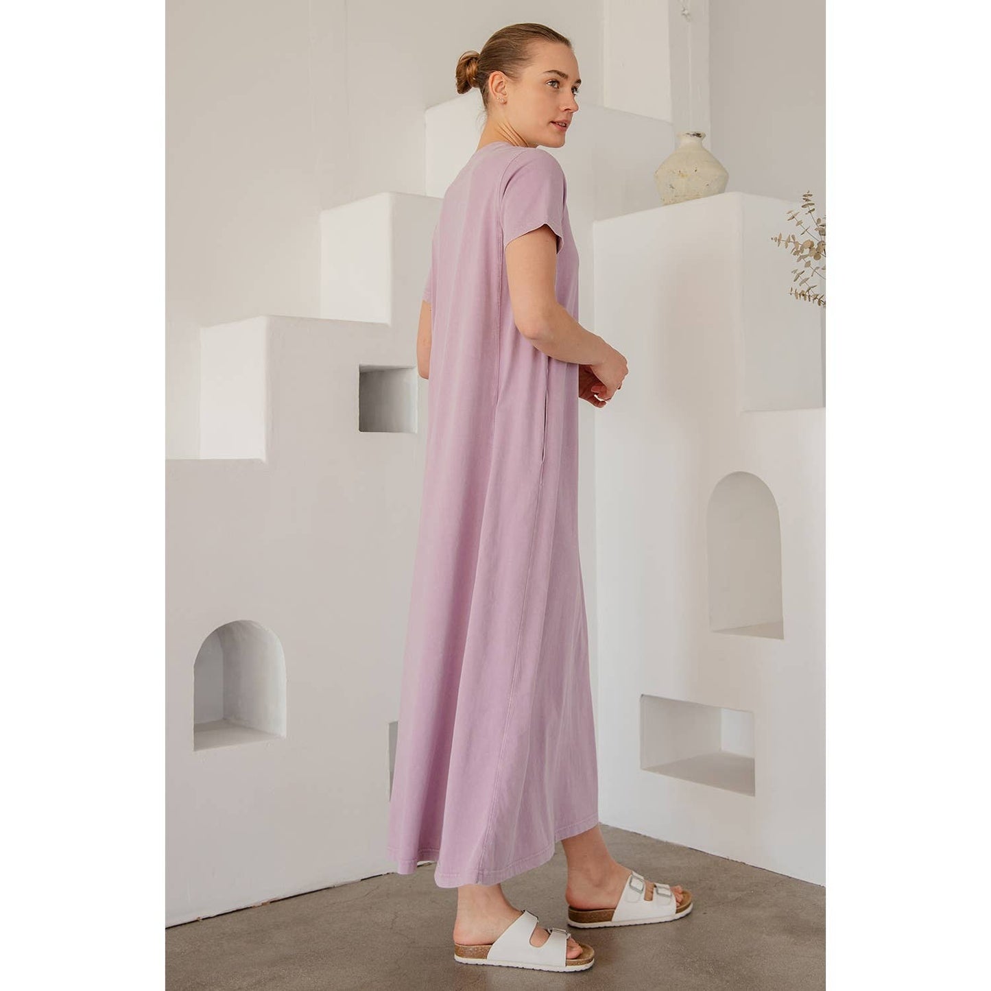 MINERAL WASHED COTTON MAXI DRESS