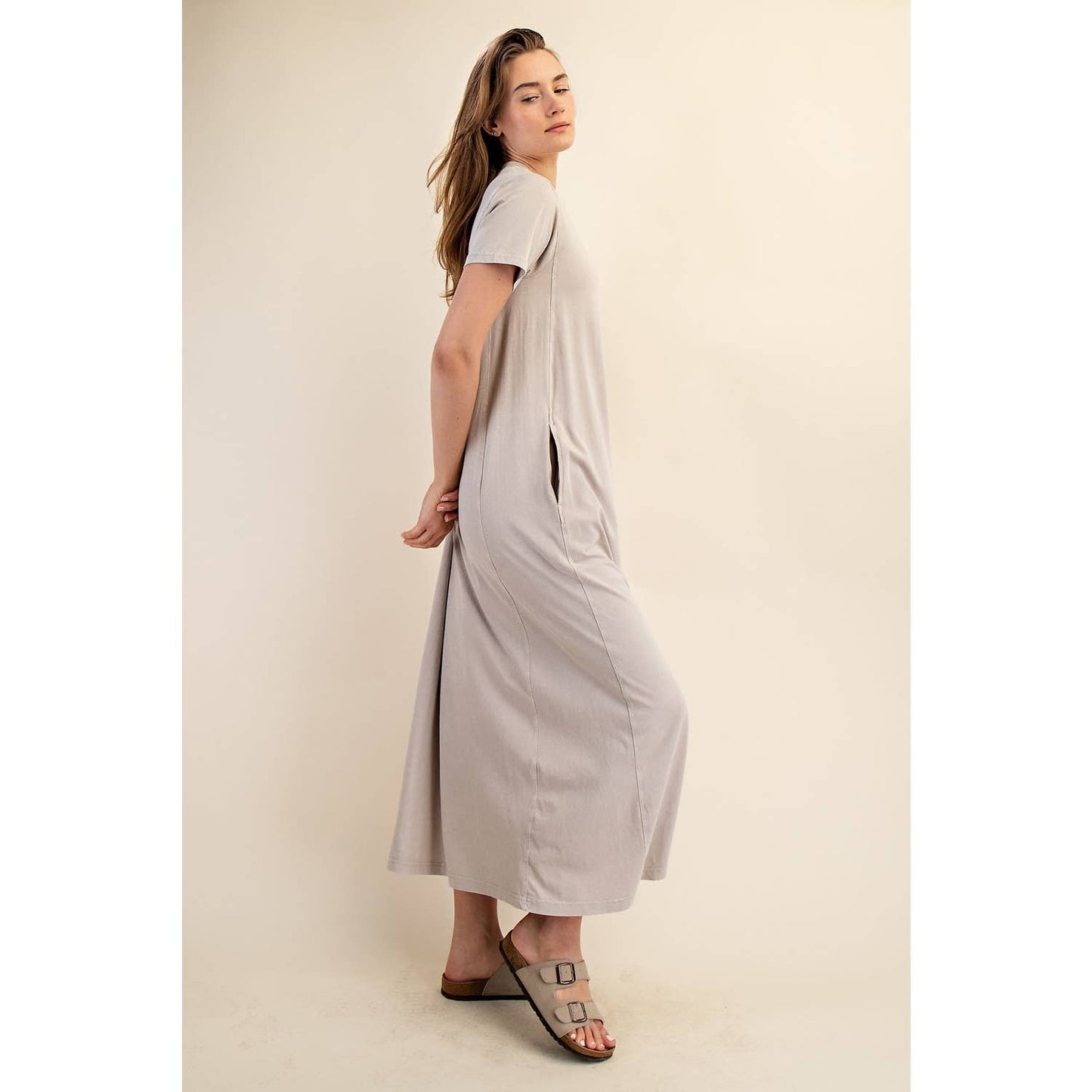 MINERAL WASHED COTTON MAXI DRESS