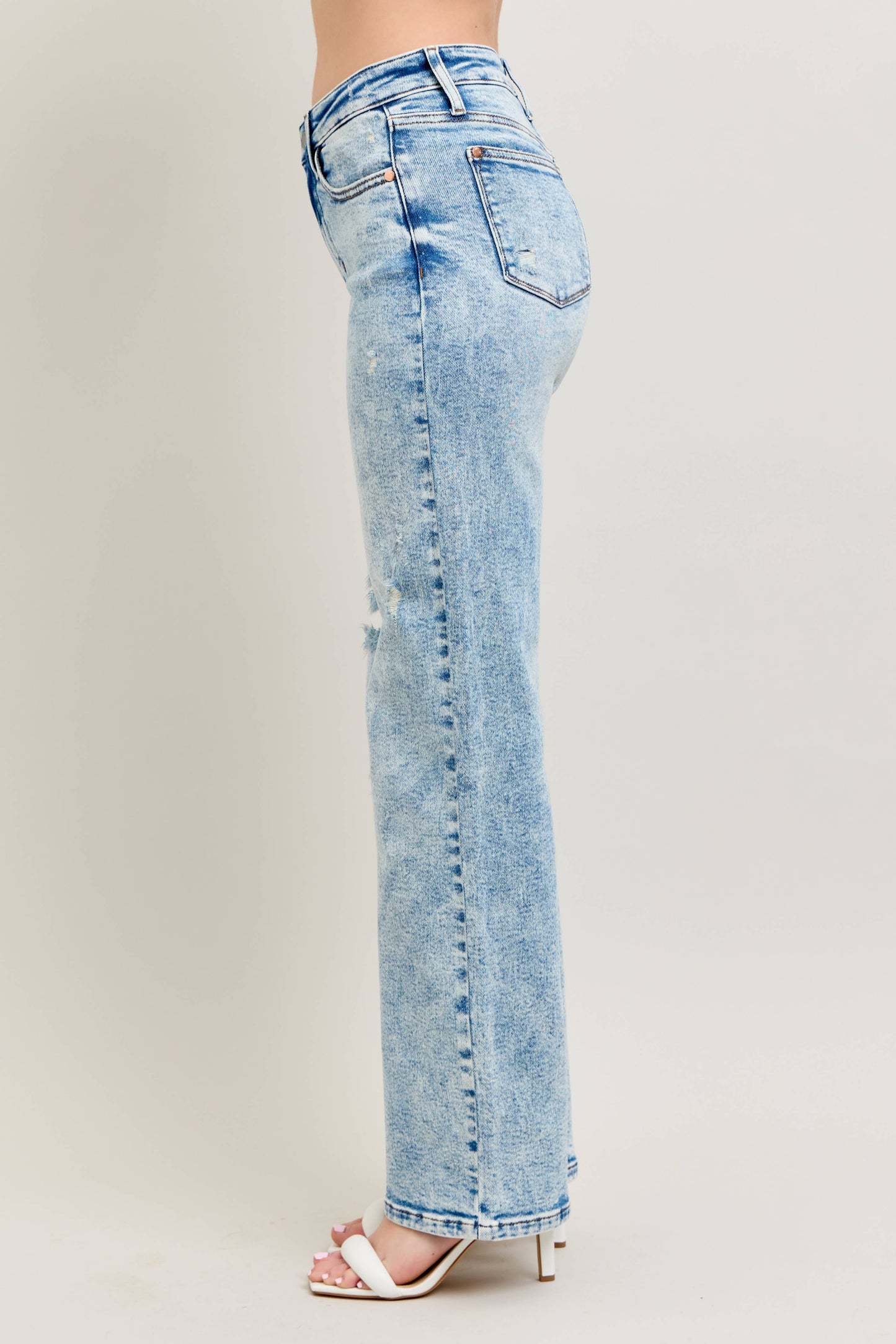 Mineral Wash High Waisted Distressed 90's Straight