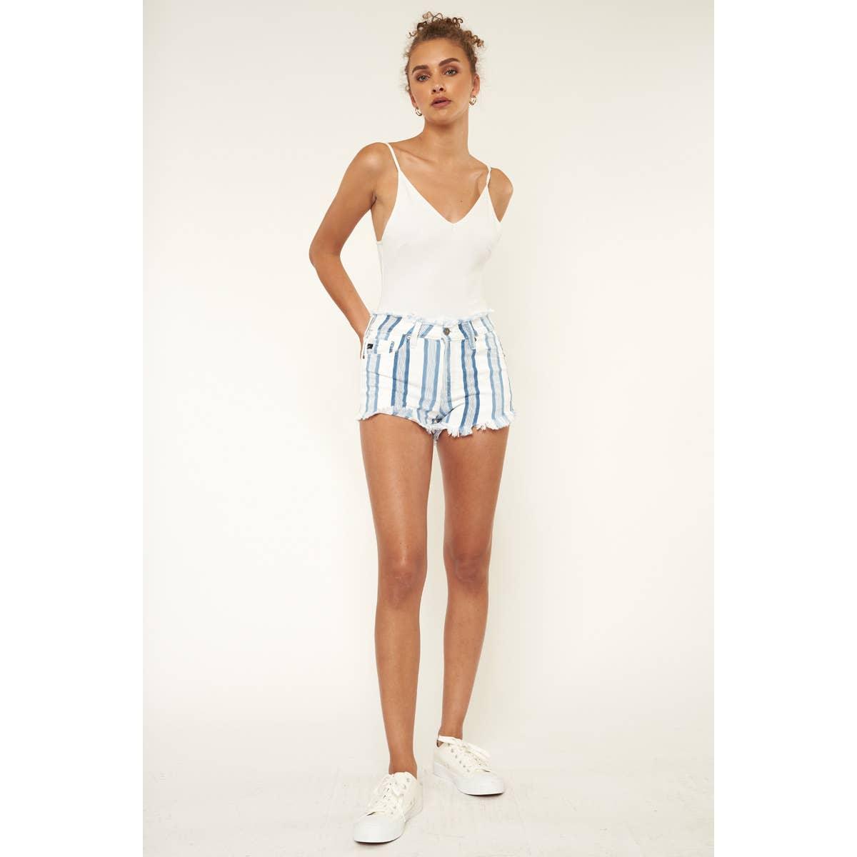 KanCan Caspian HIgh Rise Striped Shorts - The Salty Mare
