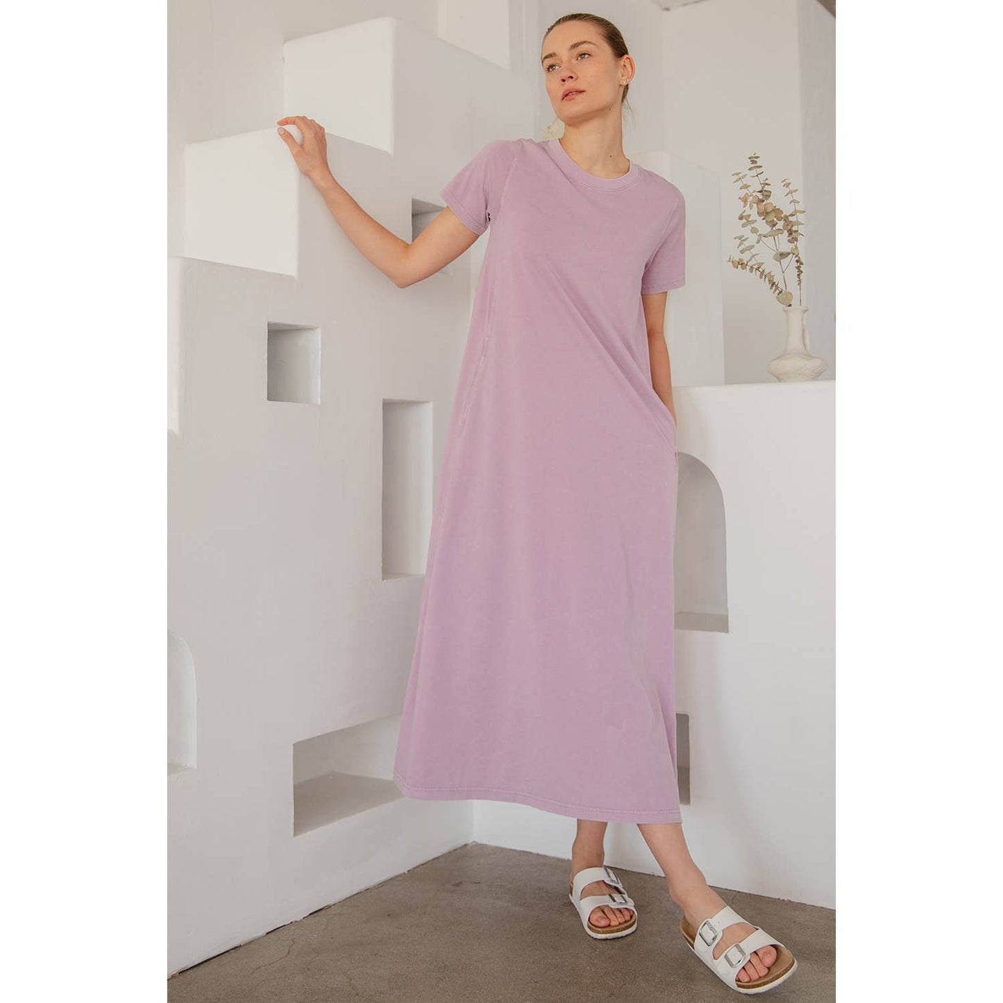 MINERAL WASHED COTTON MAXI DRESS