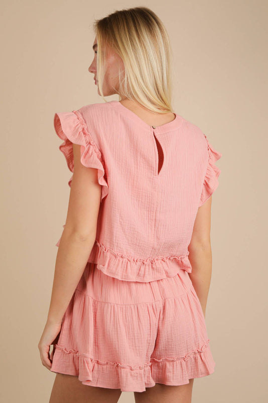 Ruffled Top & Shorts Set