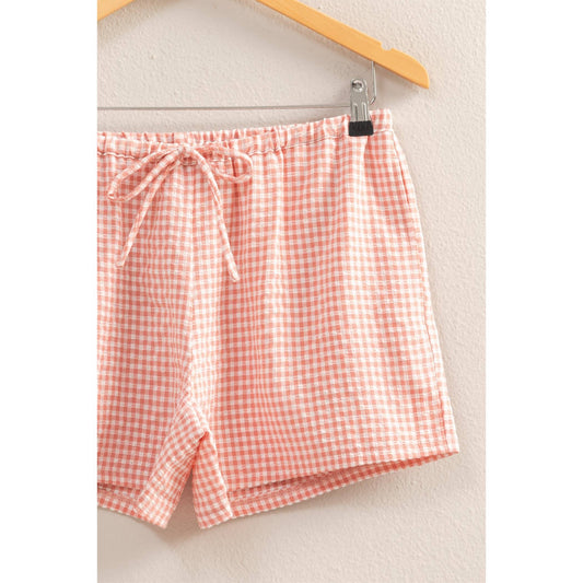 Gingham Pattern Relaxed Fit Shorts