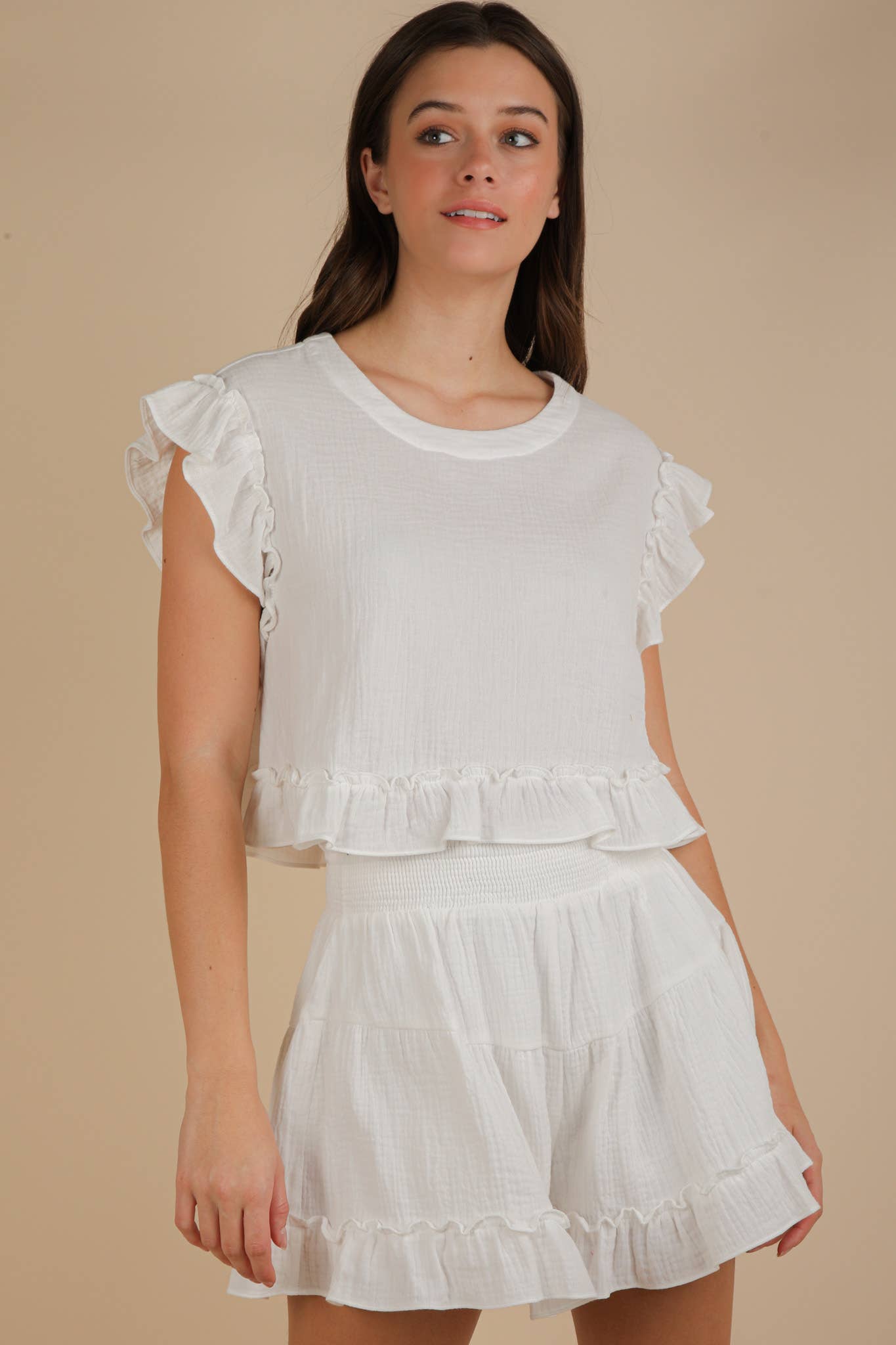 Ruffled Top & Shorts Set
