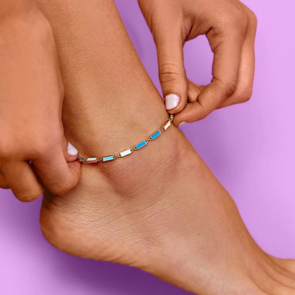 Enamel Bar Chain Anklet - The Salty Mare