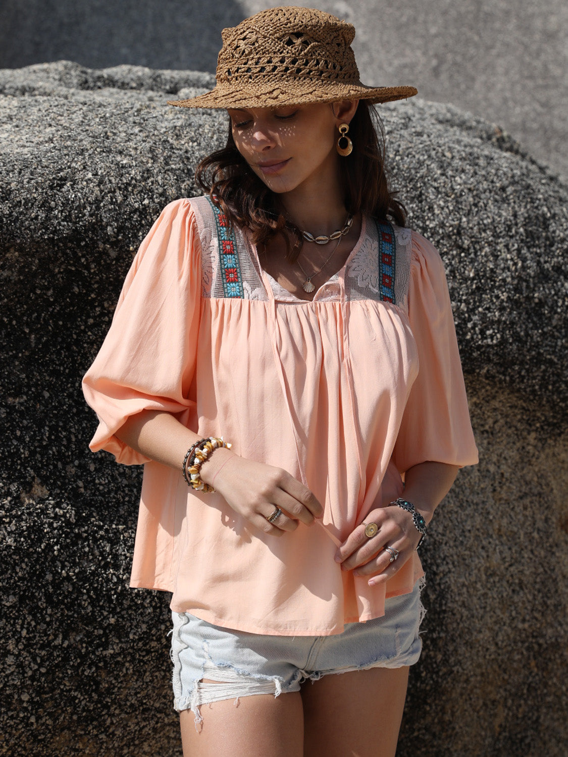 Boho Chic Half Sleeve Blouse