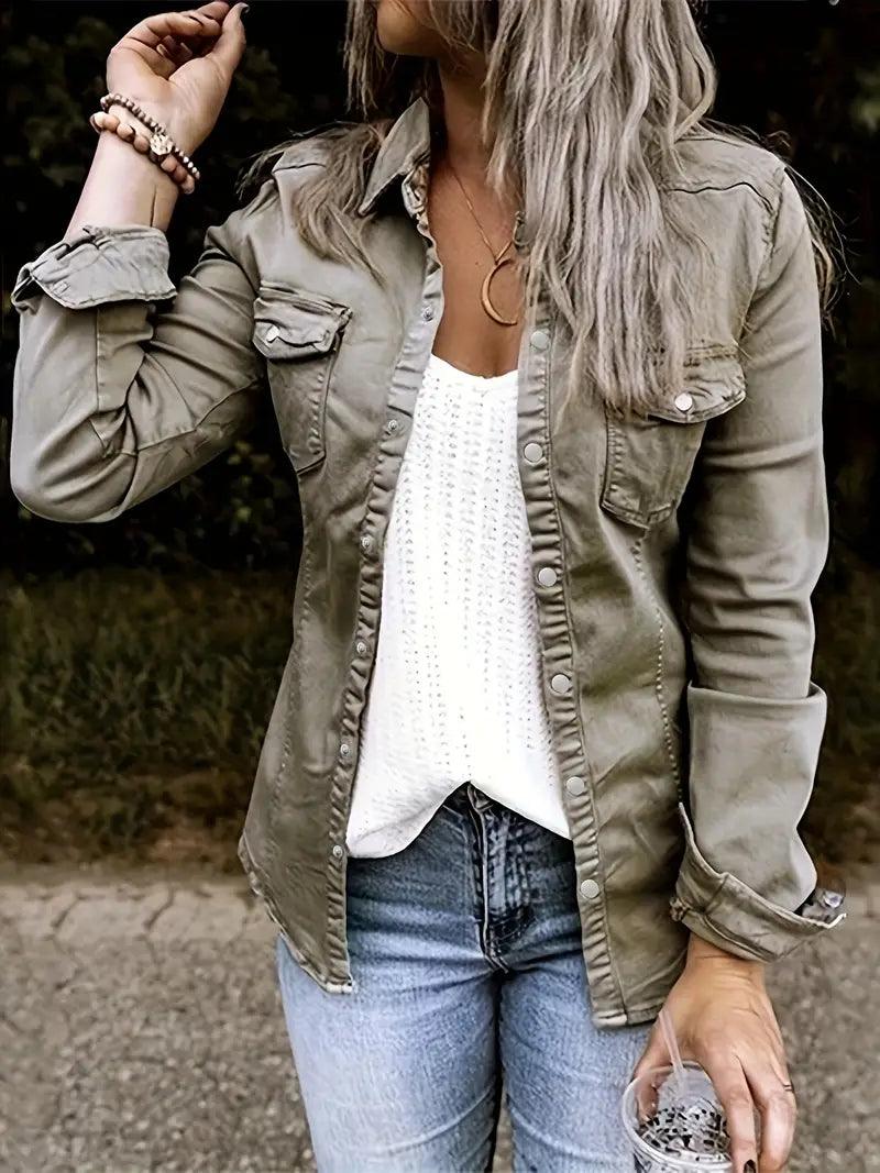 Lorelai Ruched Trim Button Up - The Salty Mare