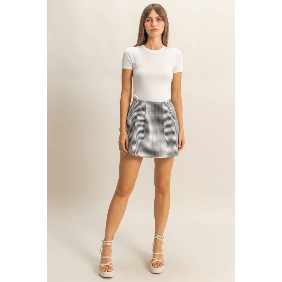 Gingham High-Waisted Skort