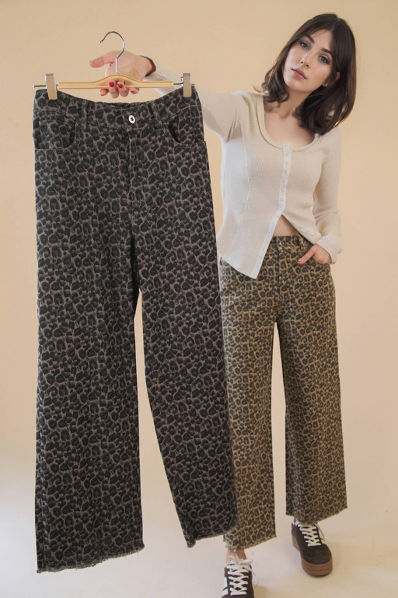 Leopard Printed Marine Straight Pants