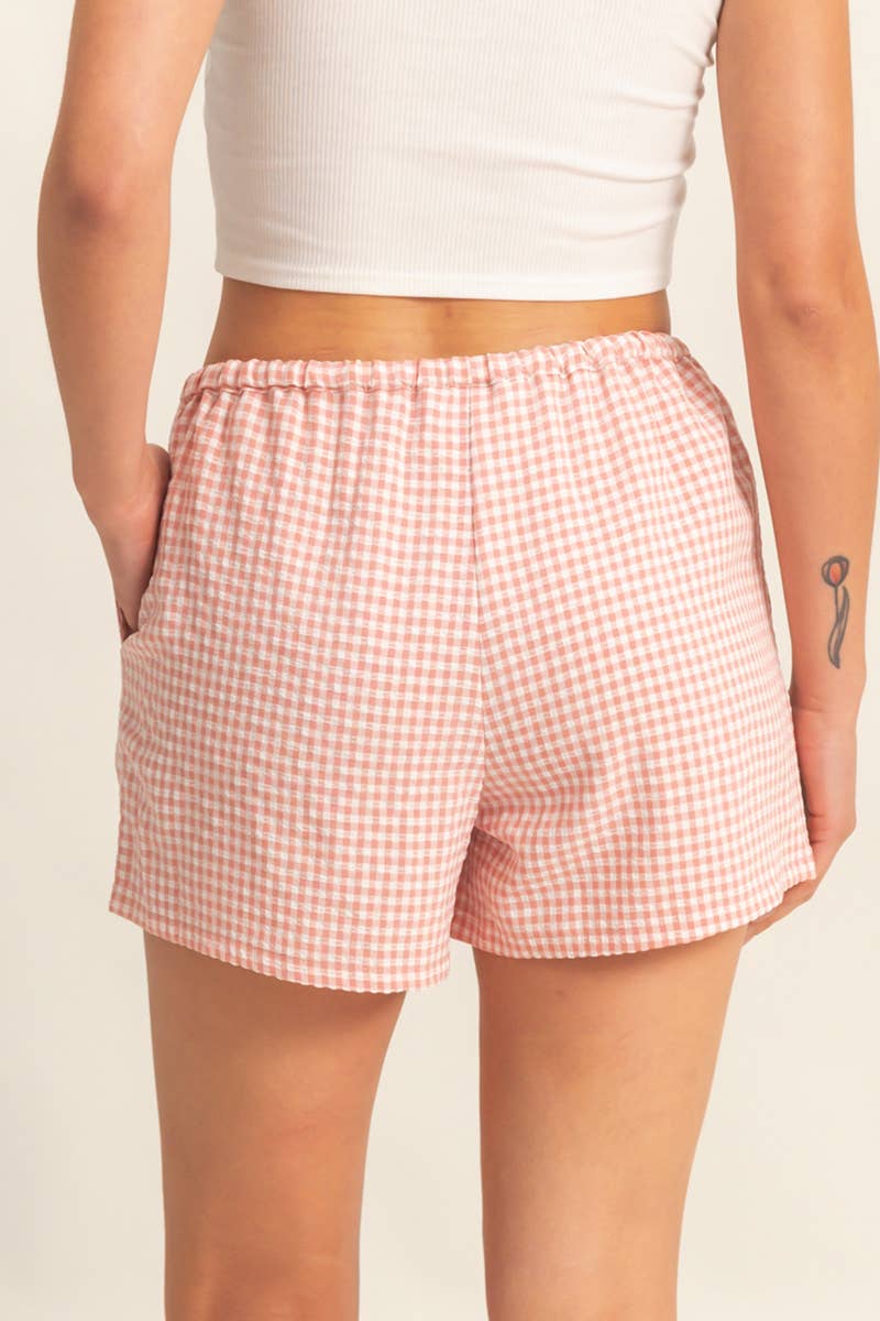 Gingham Pattern Relaxed Fit Shorts