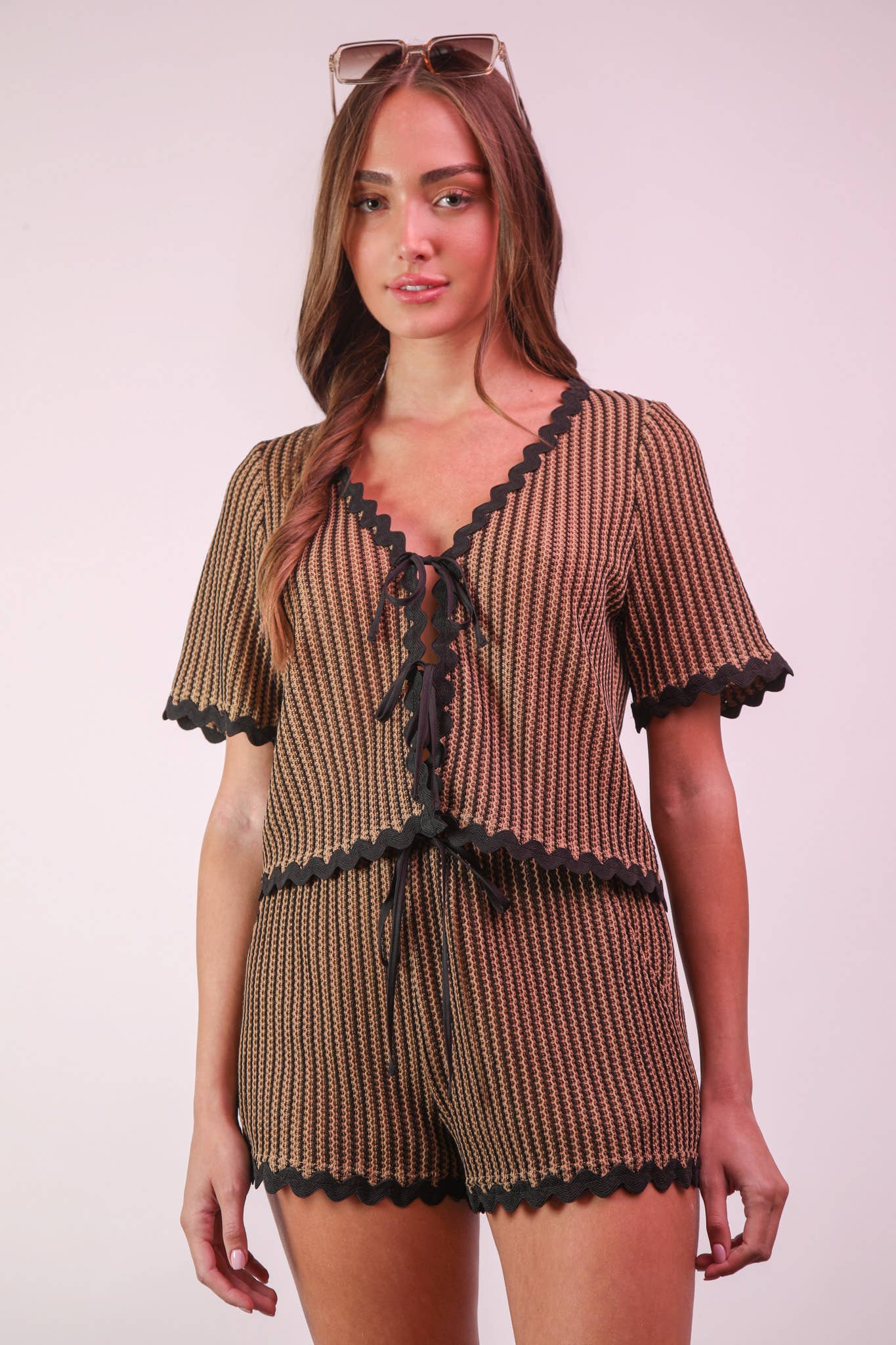 Wave Knit Top & Shorts Set