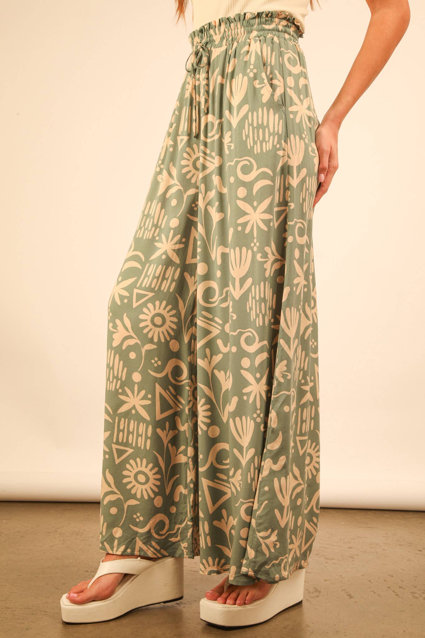 Chloe Printed Wide Leg Long Pants
