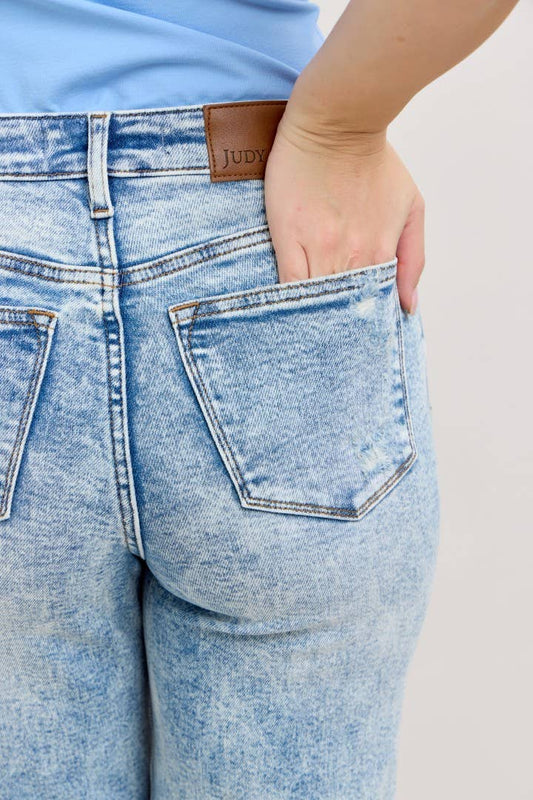 Mineral Wash High Waisted Distressed 90's Straight