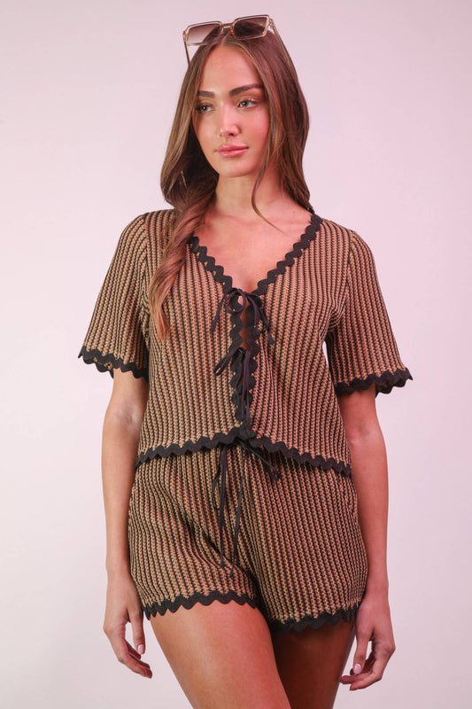 Wave Knit Top & Shorts Set