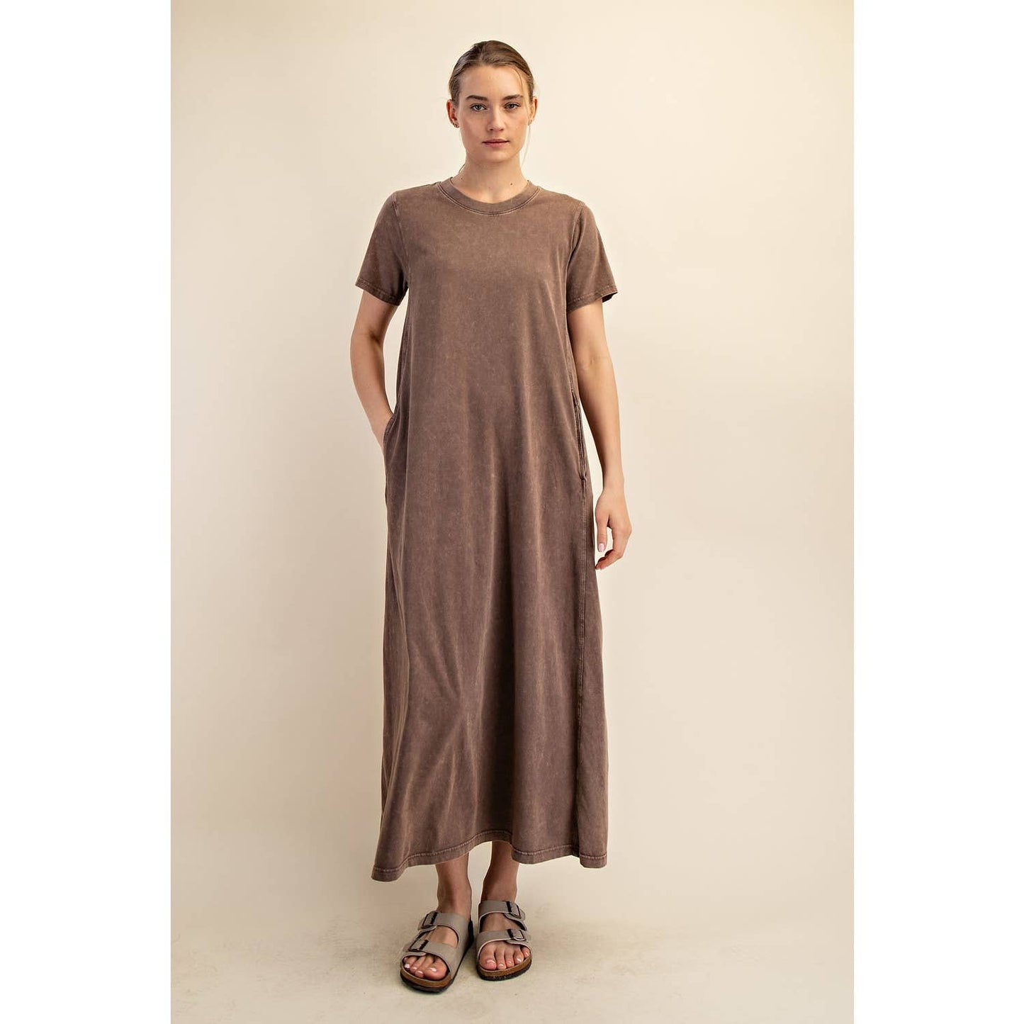MINERAL WASHED COTTON MAXI DRESS