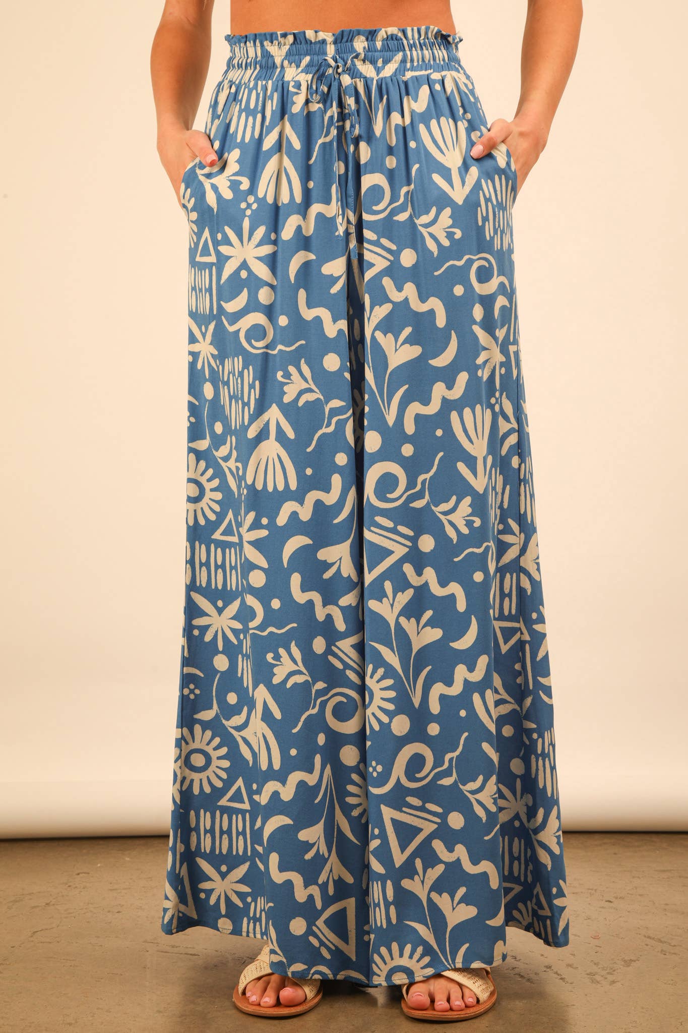 Chloe Printed Wide Leg Long Pants