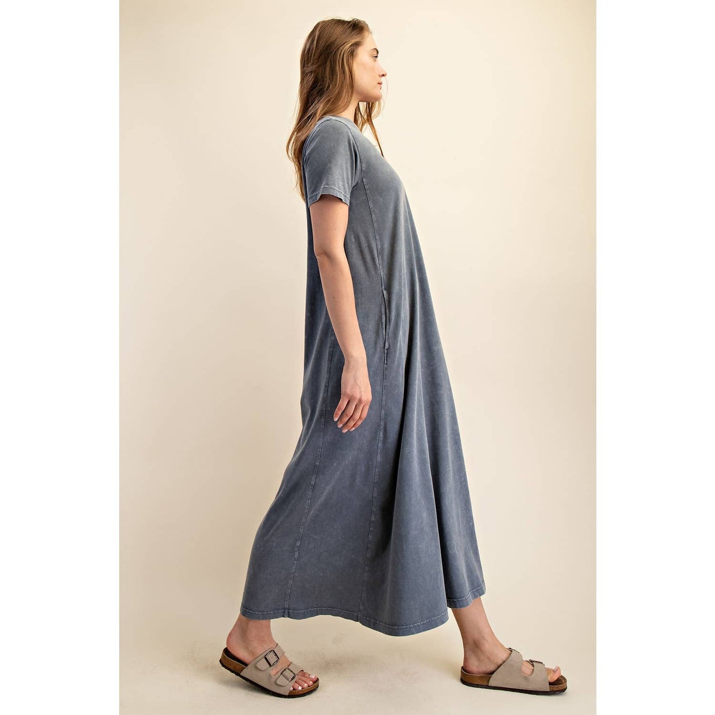 MINERAL WASHED COTTON MAXI DRESS