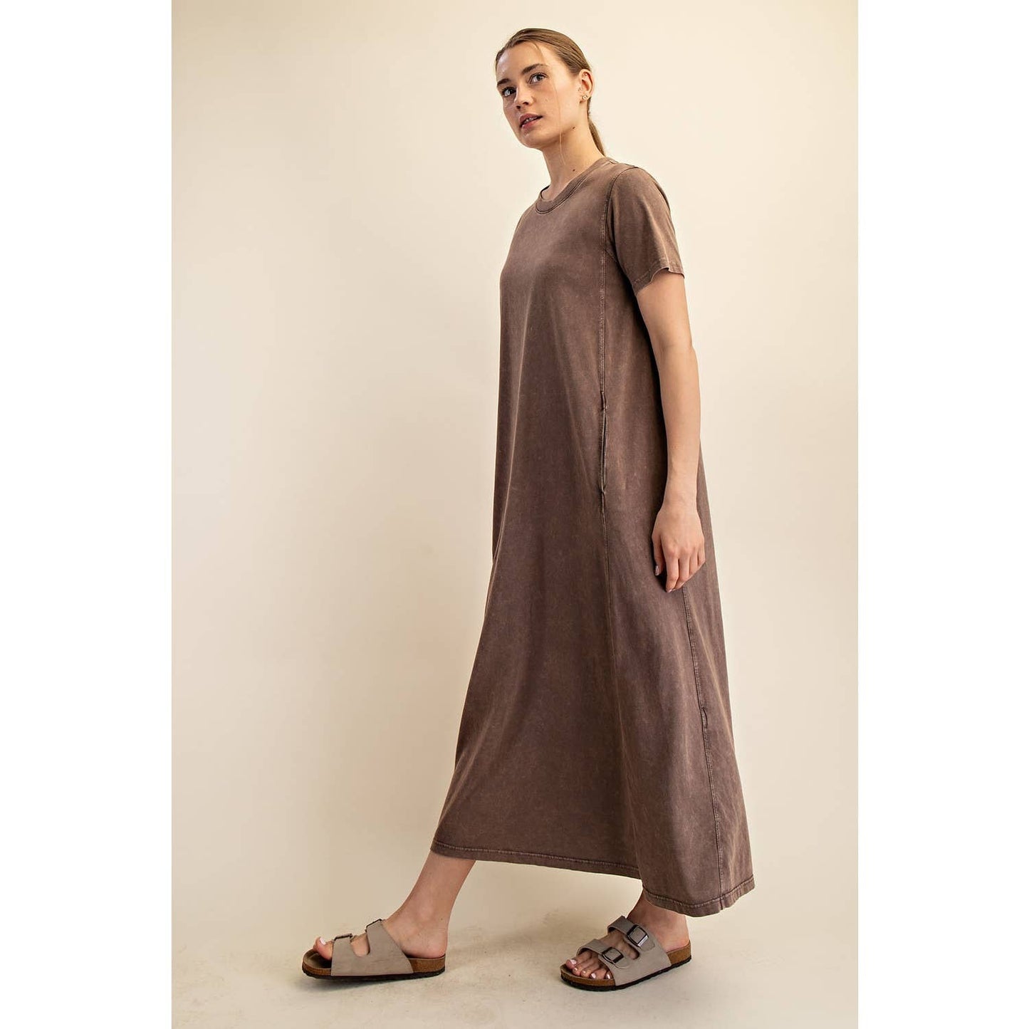 MINERAL WASHED COTTON MAXI DRESS
