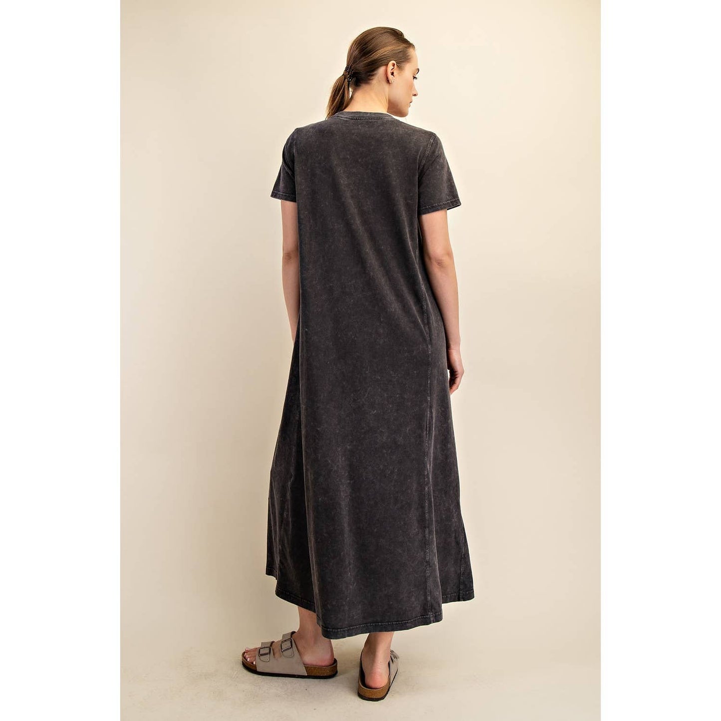 MINERAL WASHED COTTON MAXI DRESS