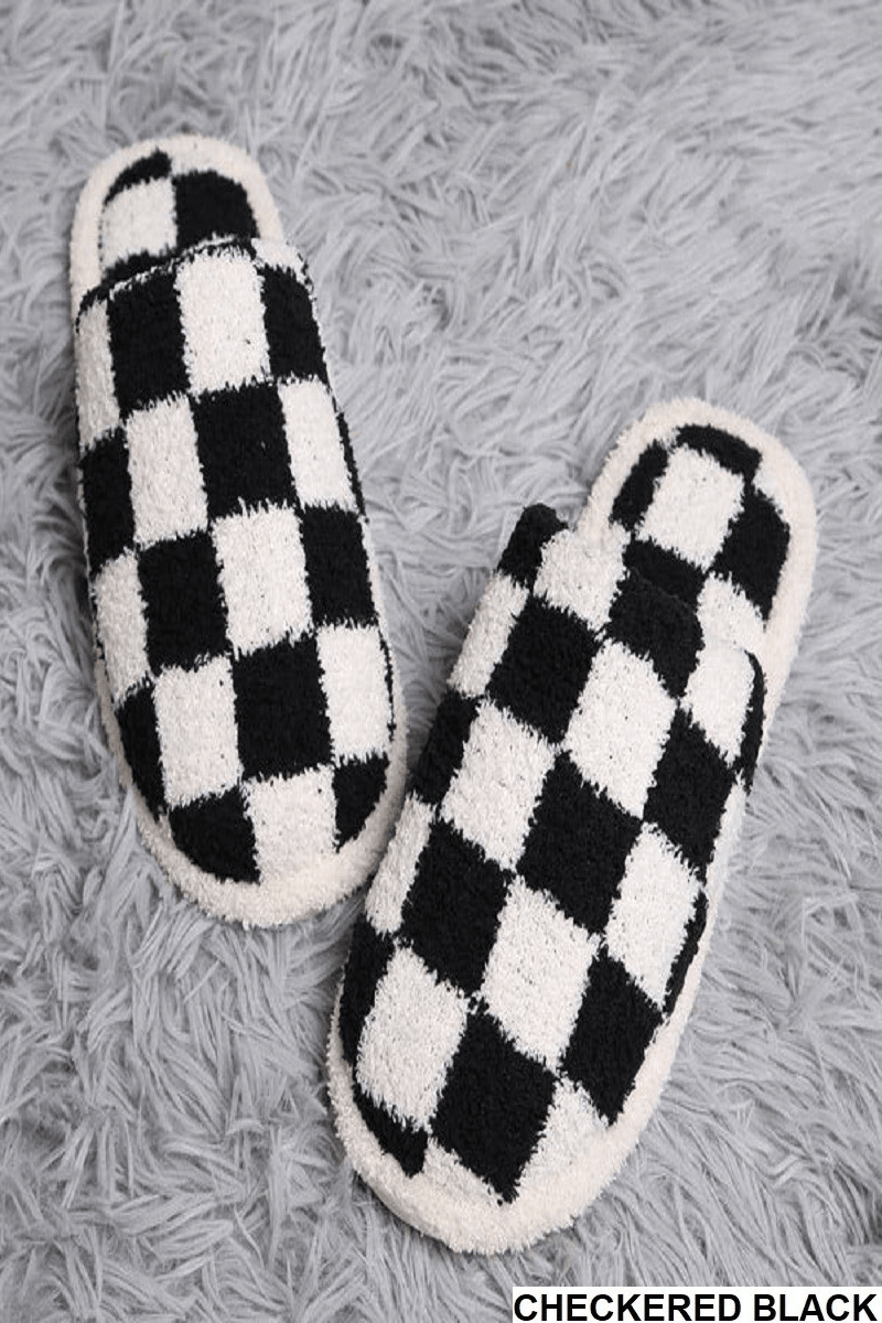 Checkered Slip-On Cozy Slippers - The Salty Mare