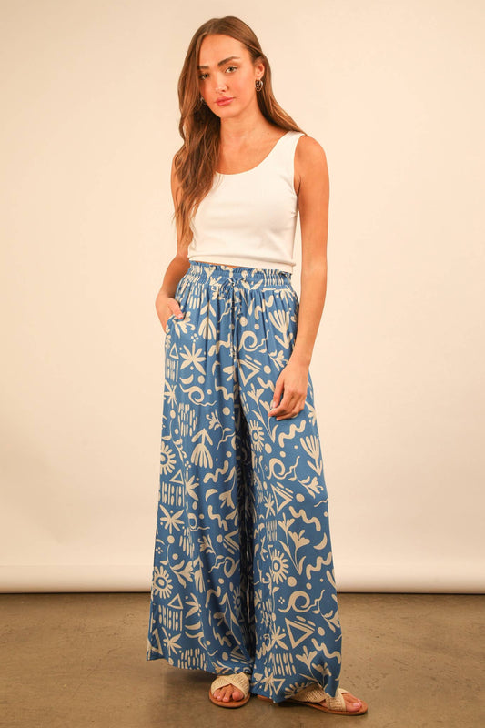 Chloe Printed Wide Leg Long Pants