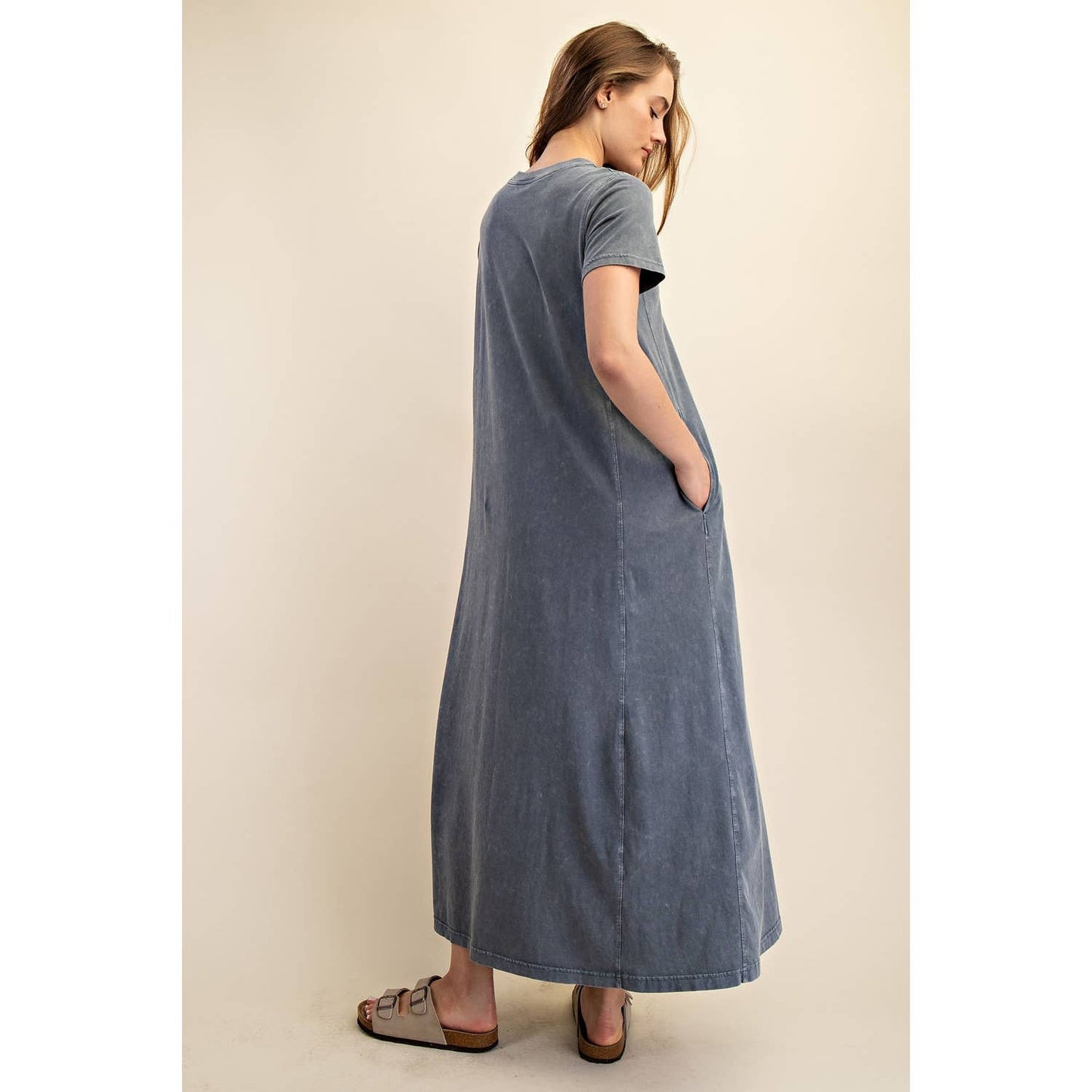 MINERAL WASHED COTTON MAXI DRESS