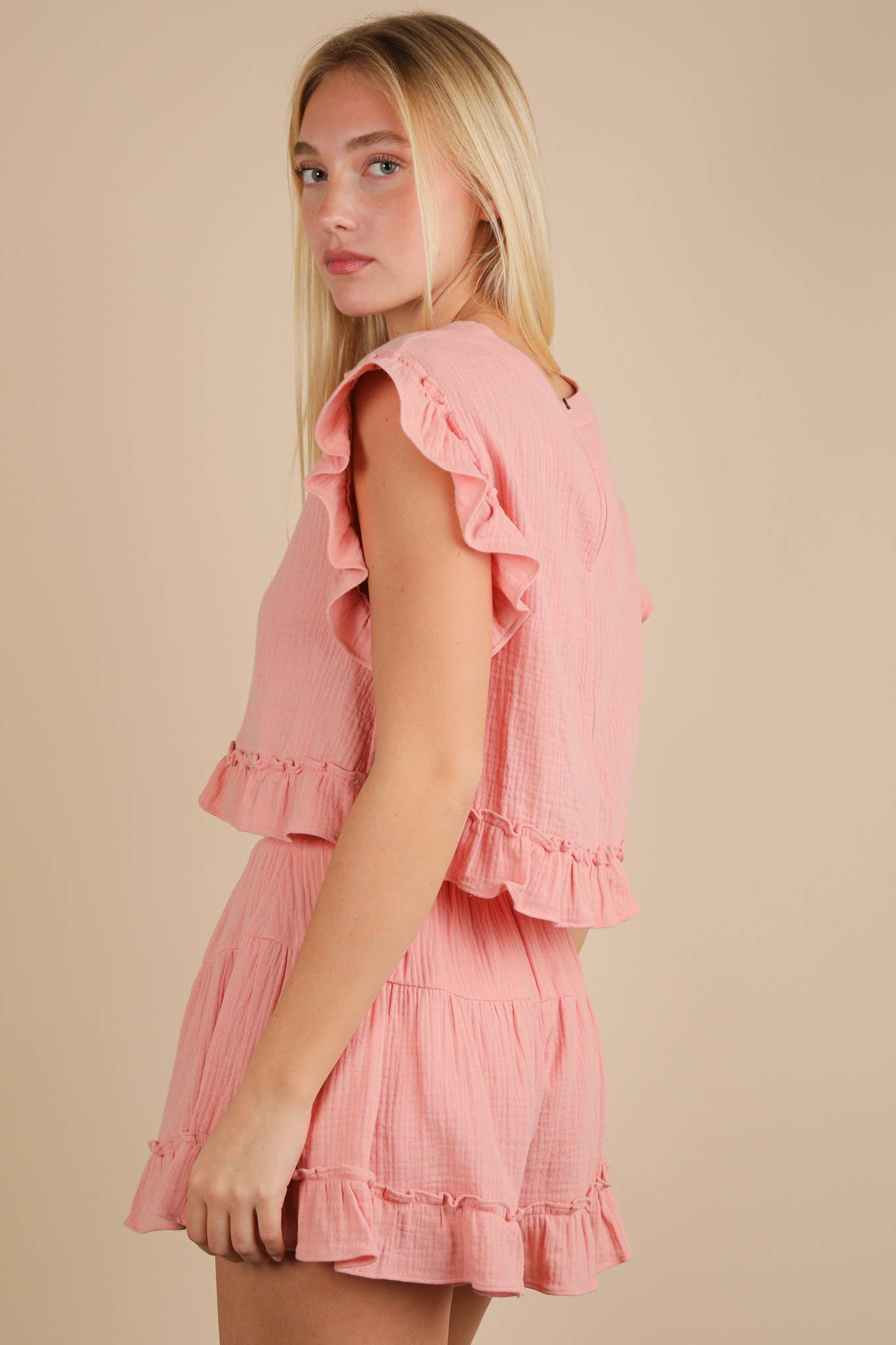 Ruffled Top & Shorts Set