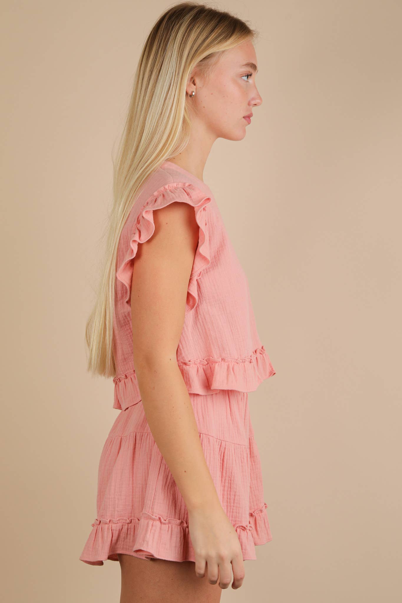 Ruffled Top & Shorts Set