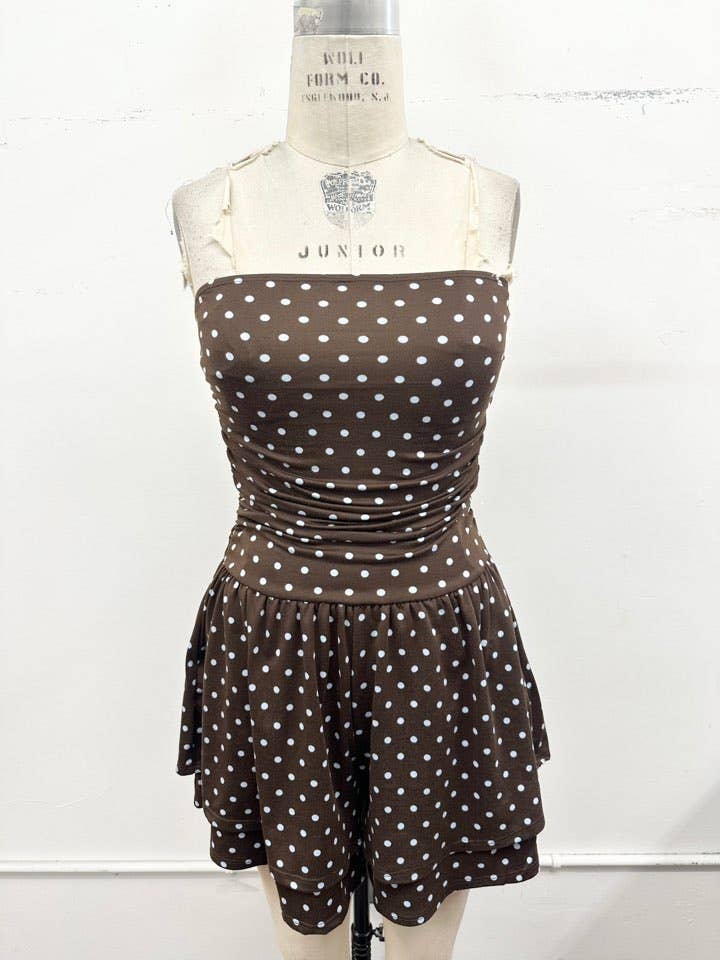 Polka Dot Strapless Romper