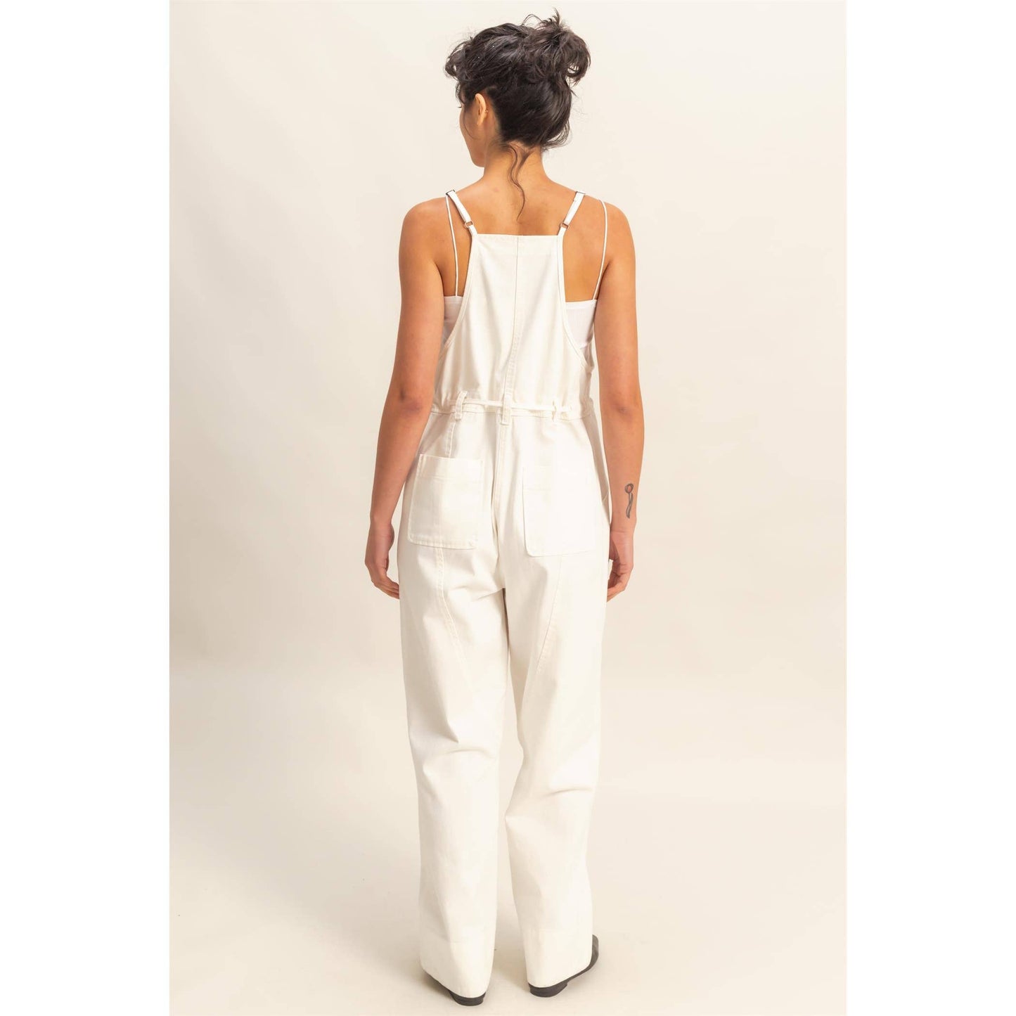 Front Pocket Drawstring Denim Jumpsuit