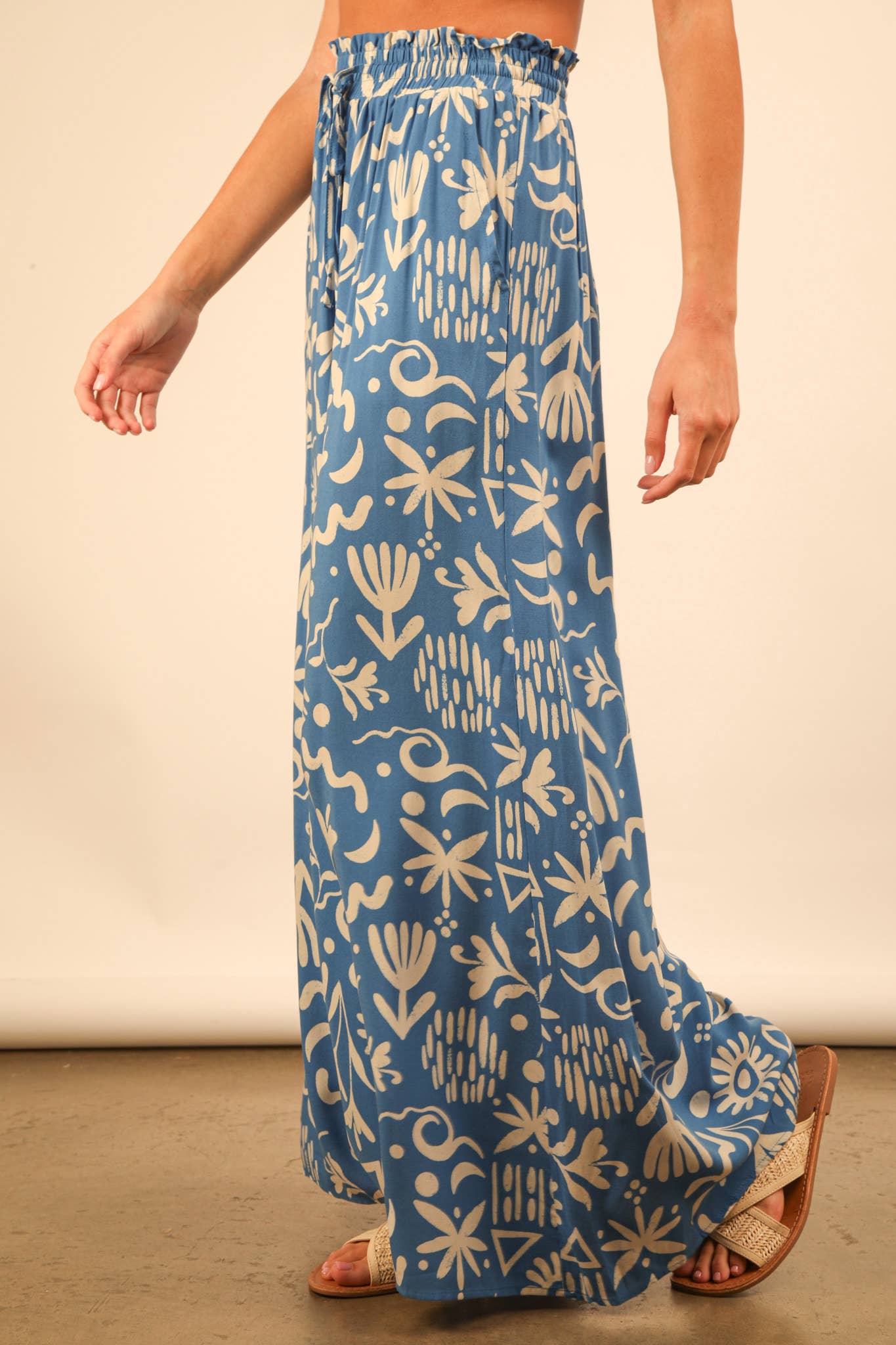 Chloe Printed Wide Leg Long Pants