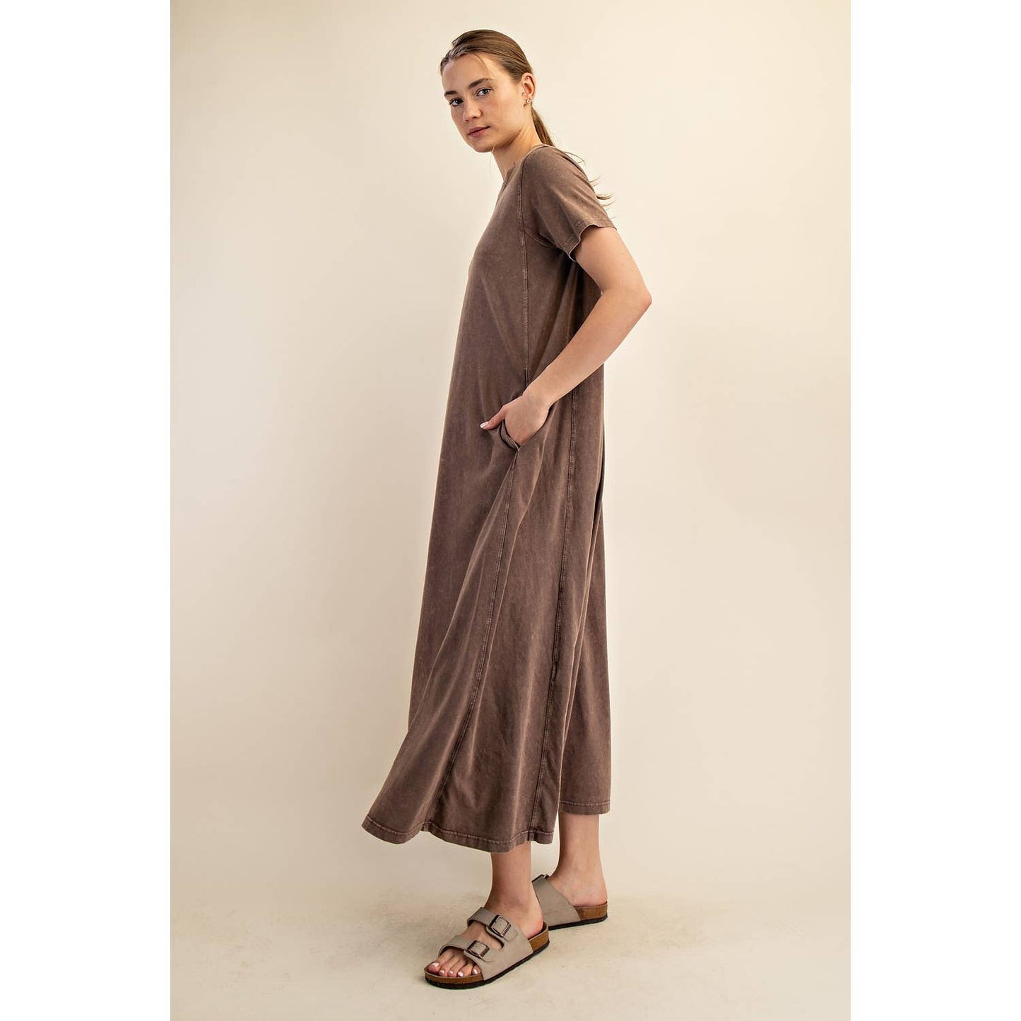 MINERAL WASHED COTTON MAXI DRESS