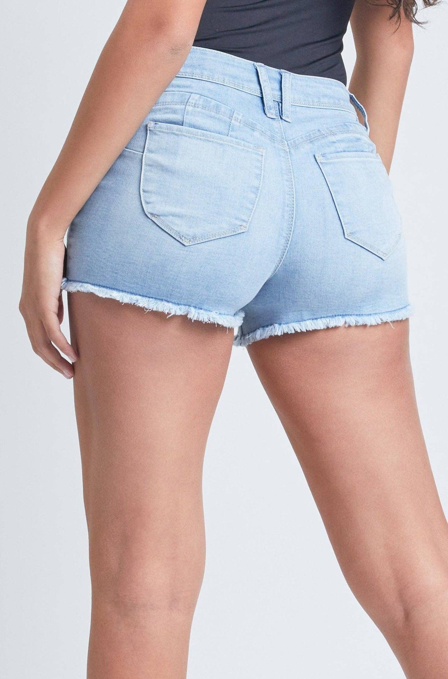 Junior WannaBettaButt High-Rise Frayed Hem Shorts - The Salty Mare