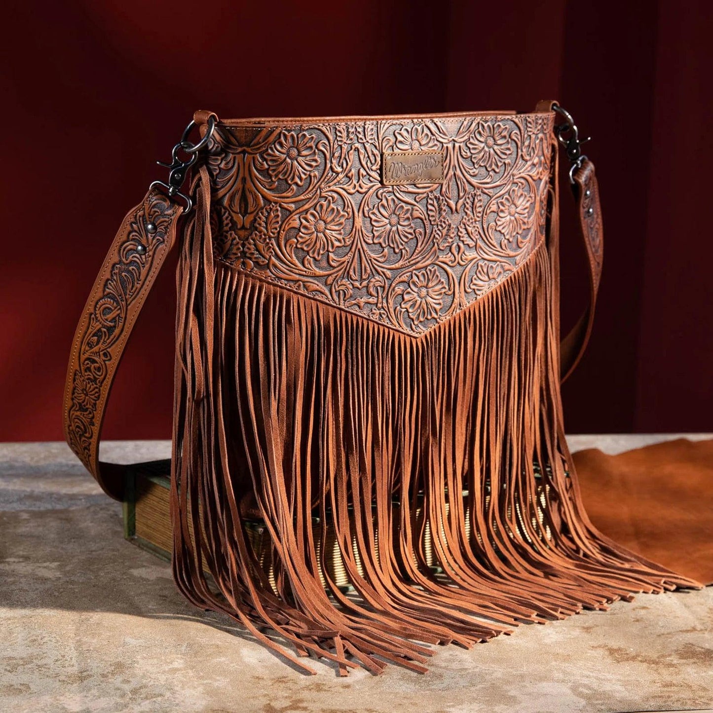 Maggie Vintage Floral Embossed C & C Messenger Bag - The Salty Mare
