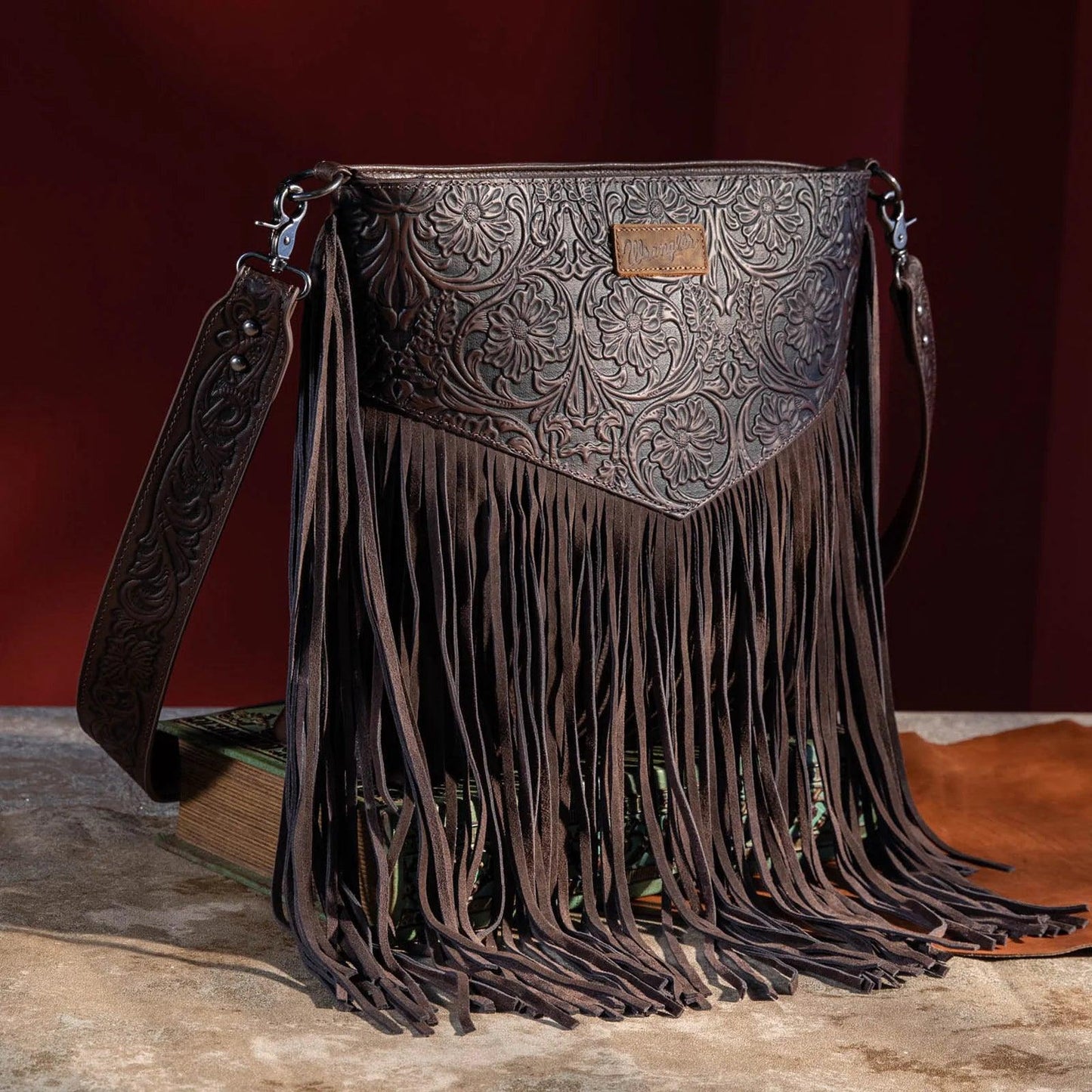 Maggie Vintage Floral Embossed C & C Messenger Bag - The Salty Mare