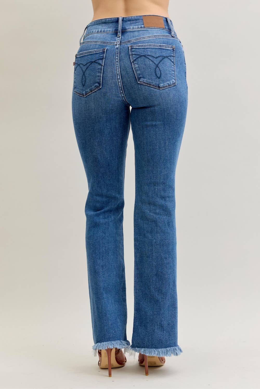 High Waisted Bootcut Double Button WB & Fray Hem