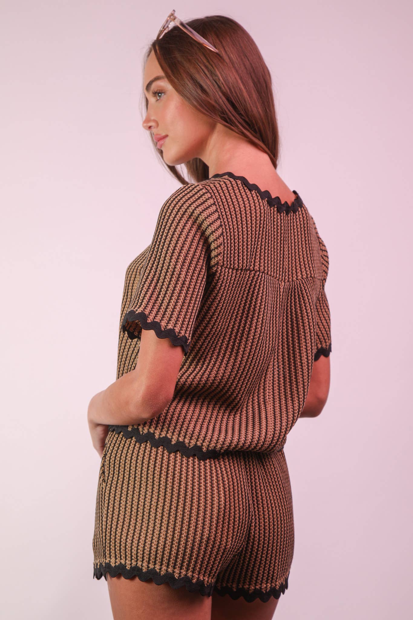 Wave Knit Top & Shorts Set