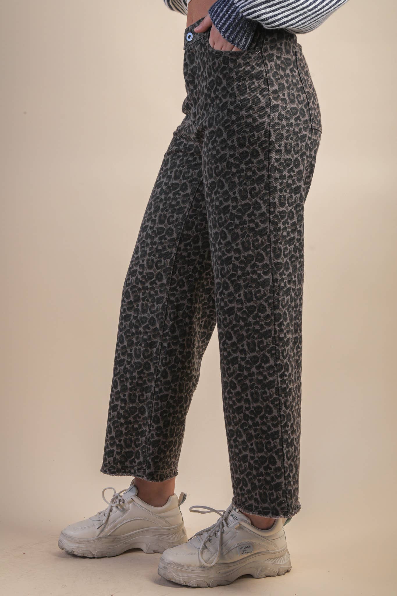 Leopard Printed Marine Straight Pants