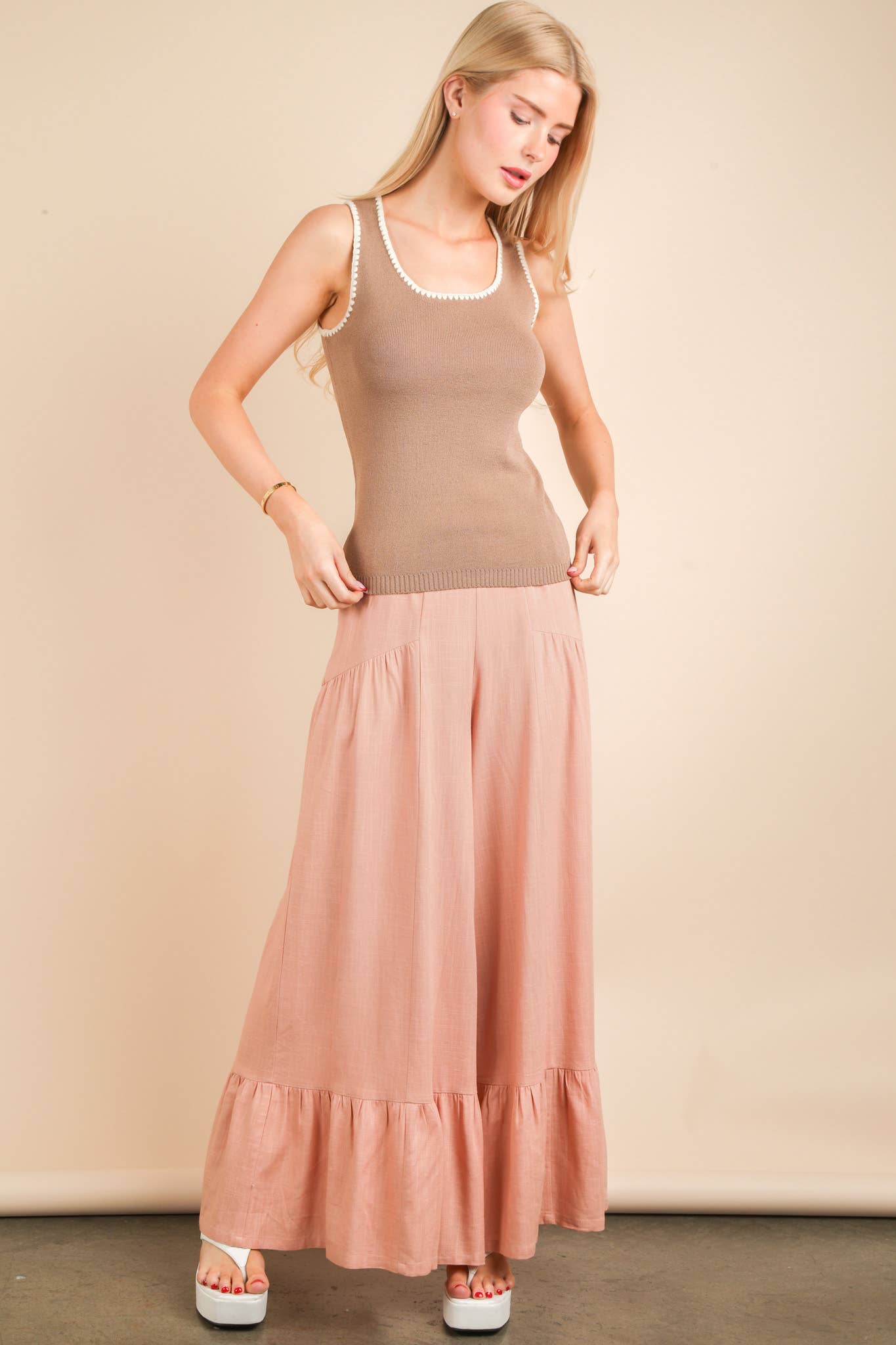 Pam Palazzo Elastic Waist Comfy Pants