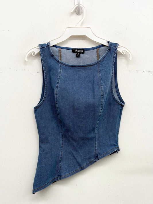 Asymmetrical Stretch Denim Top