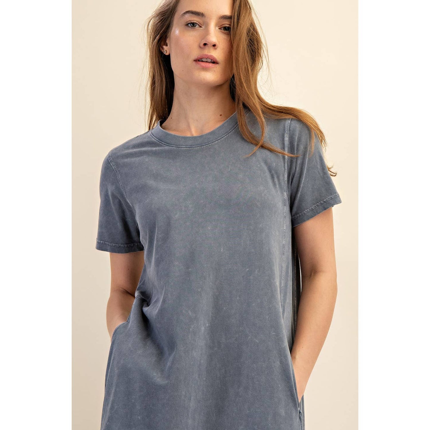 MINERAL WASHED COTTON MAXI DRESS