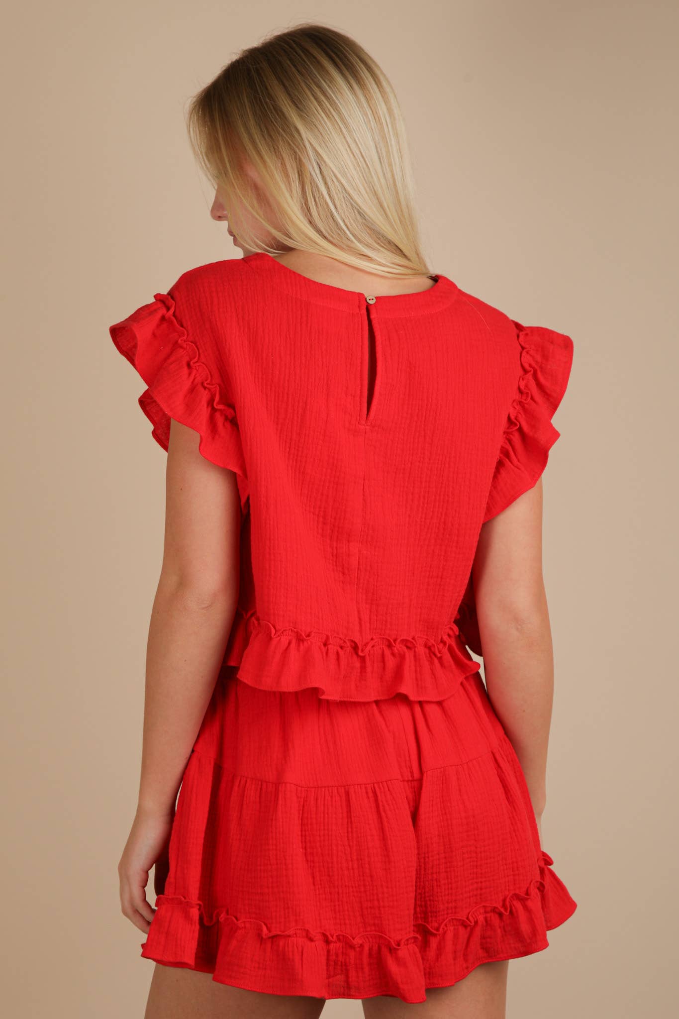 Ruffled Top & Shorts Set