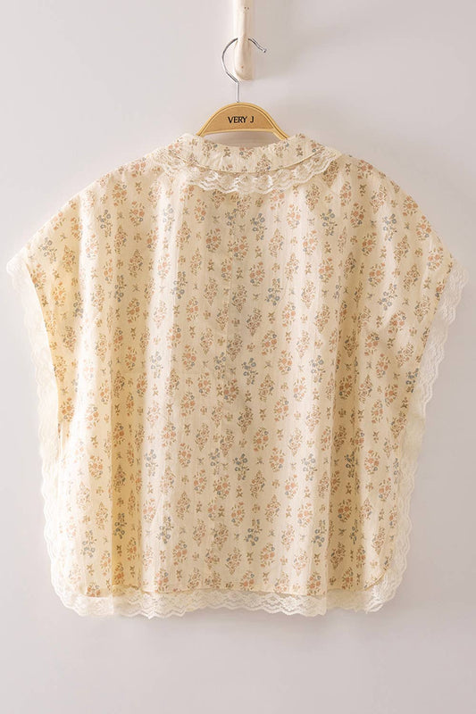 Floral Lace Tie Blouse
