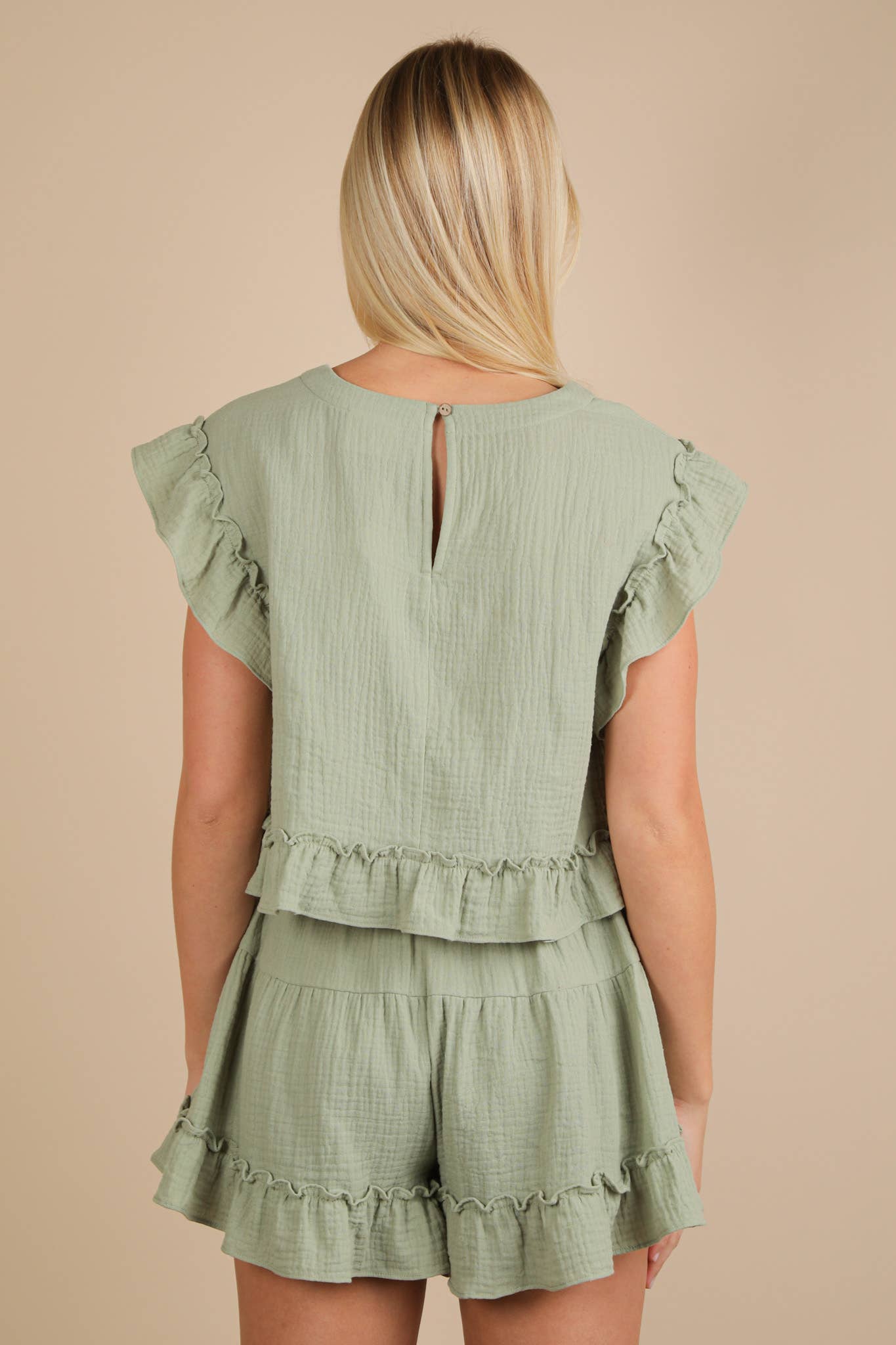 Ruffled Top & Shorts Set