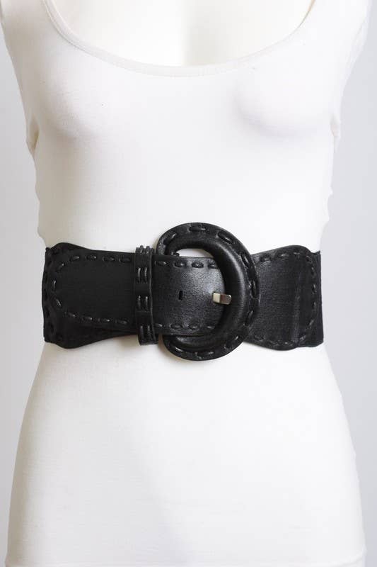 Distressed Look Wide Stitch Belt