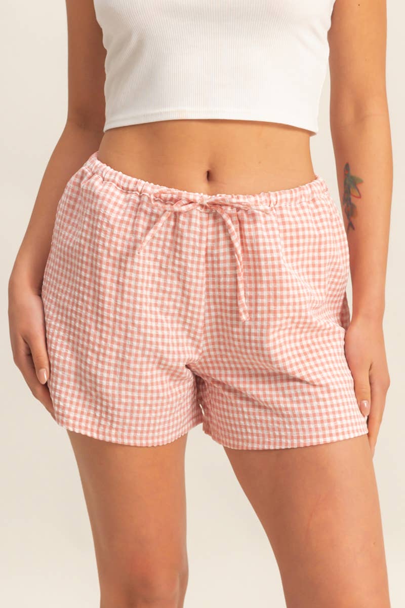 Gingham Pattern Relaxed Fit Shorts