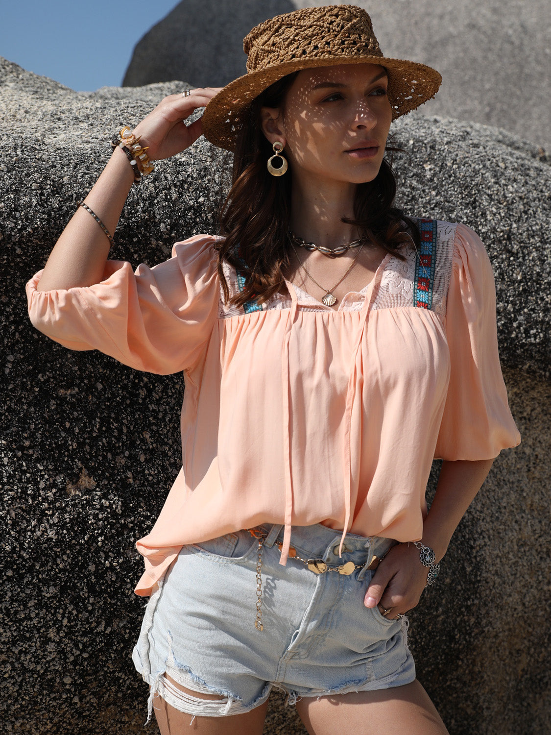 Boho Chic Half Sleeve Blouse