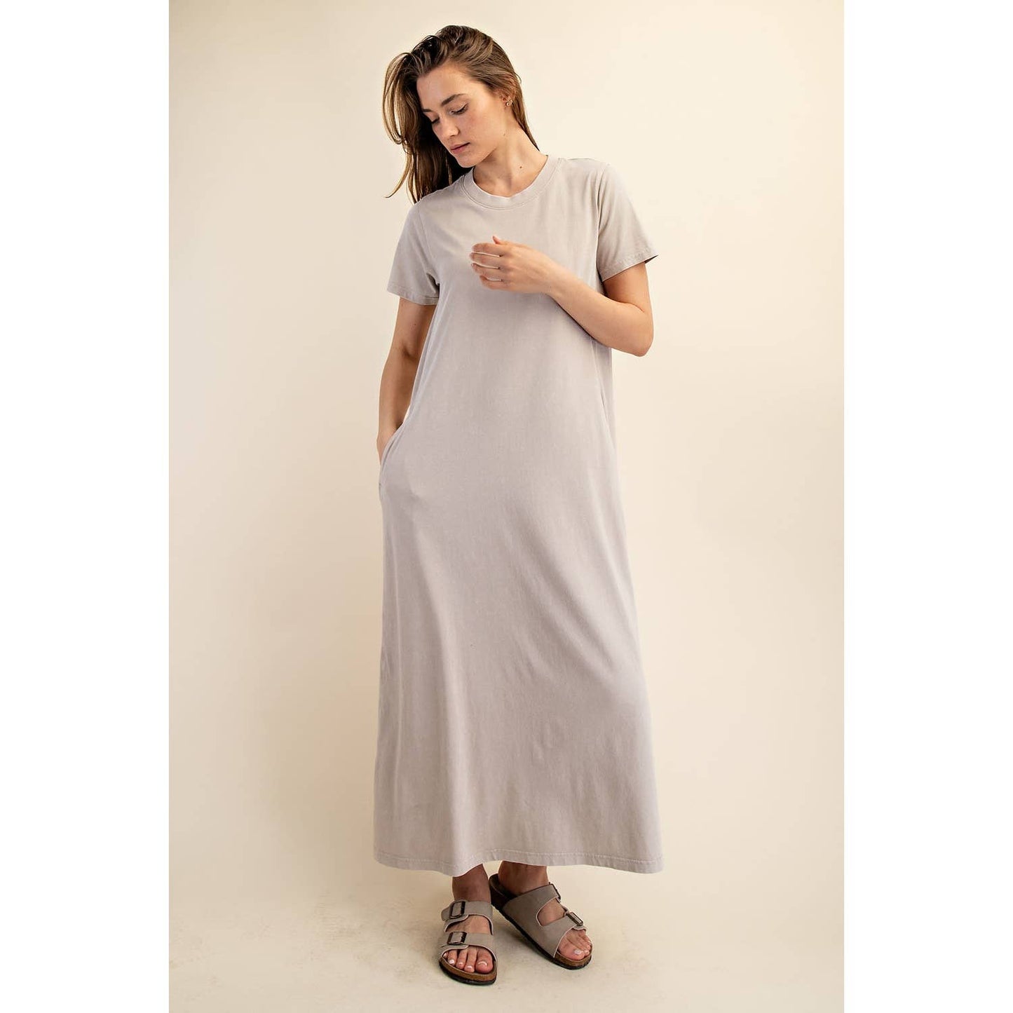 MINERAL WASHED COTTON MAXI DRESS